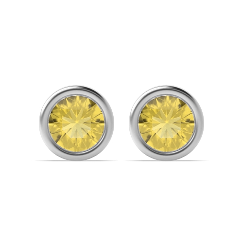Bezel Setting Classic Topaz Diamond Earrings