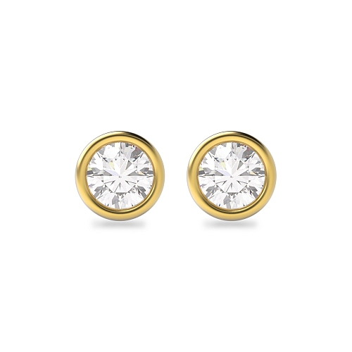 Bezel Setting Yellow Gold Classic Diamond Earrings