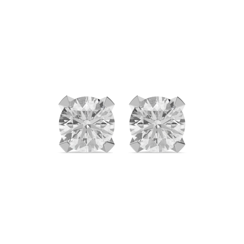 4 Prong Round Silver Unique Diamond Earrings