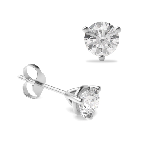 1 carat 3 Claw Round Diamond Gold Diamond Stud Earring