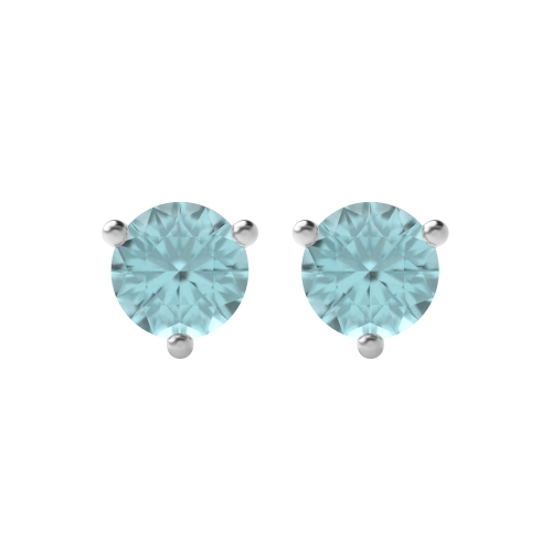 3 Prong TrioGleam Aquamarine Stud Diamond Jewellery