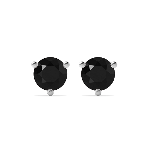 3 Prong Round claw Black Diamond Earrings