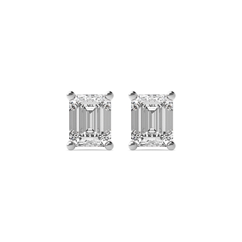 3 Prong Emerald Round claw Diamond Earrings
