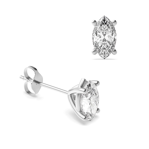3 Prong Marquise Round claw Diamond Earrings