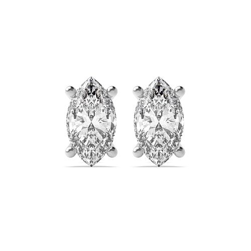 3 Prong Marquise Round claw Diamond Earrings