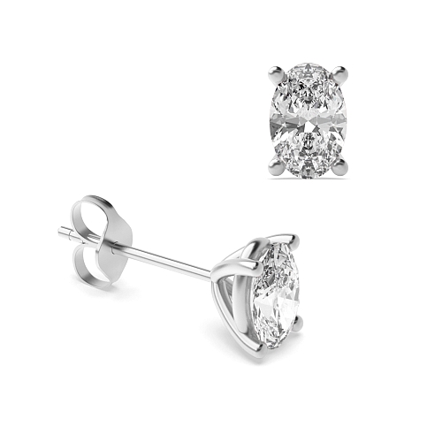 3 Prong Oval Round claw Diamond Earrings
