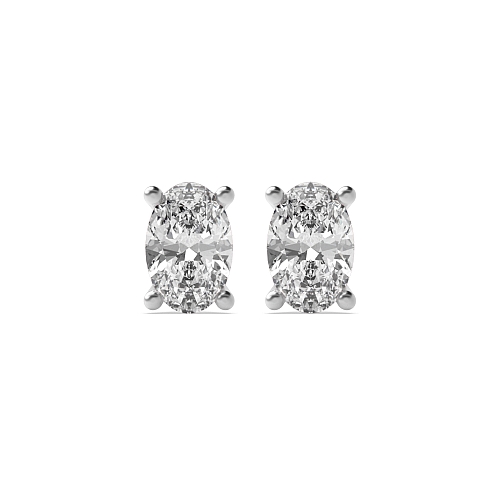 3 Prong Oval Round claw Diamond Earrings