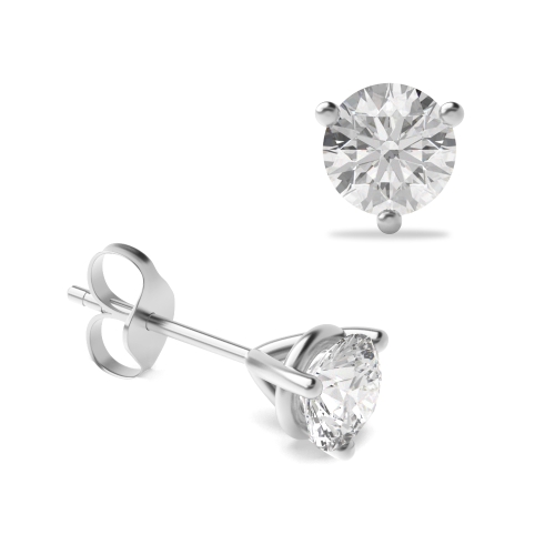 3 Prong round claw Lab Grown Diamond Stud Earrings