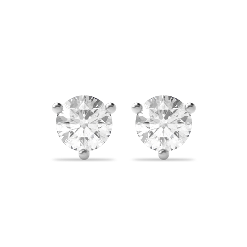 3 Prong Platinum round claw Stud Earrings