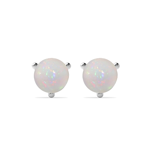 3 Prong Round claw Opal Diamond Earrings