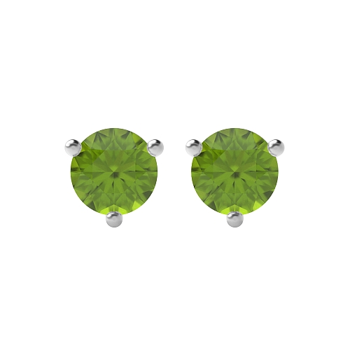 3 Prong Round claw Peridot Diamond Earrings