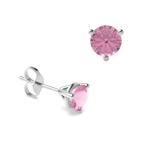 3 Prong Round claw Tourmaline Diamond Earrings