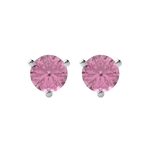 3 Prong Round claw Tourmaline Diamond Earrings
