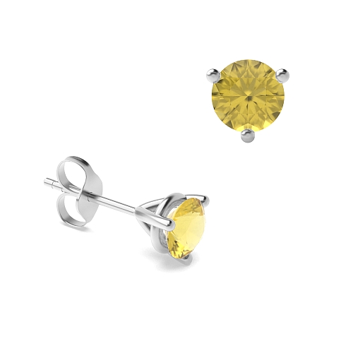 3 Prong Round claw Topaz Diamond Earrings