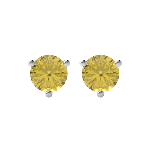 3 Prong Round claw Topaz Diamond Earrings