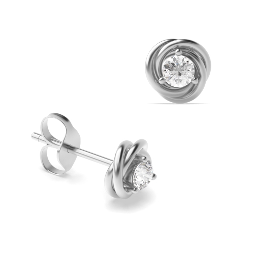 3 Prong Round Twisted designer Diamond Earrings