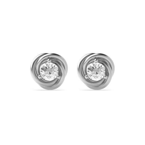 3 Prong Round Twisted designer Diamond Earrings