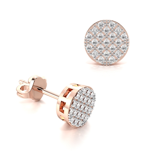 Pave Set carnation Diamond Stud Earrings For Mens & Women (5.00mm-9.00mm)