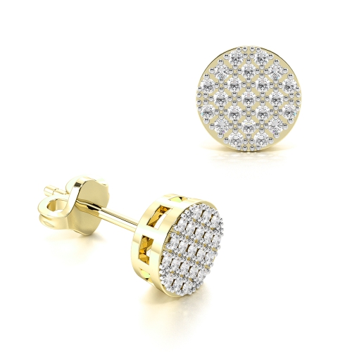 Pave Set carnation Diamond Stud Earrings For Mens & Women (5.00mm-9.00mm)