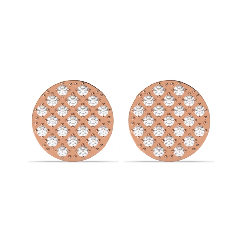 Pave Setting Round Rose Gold Carnation circle shaped Diamond Earrings