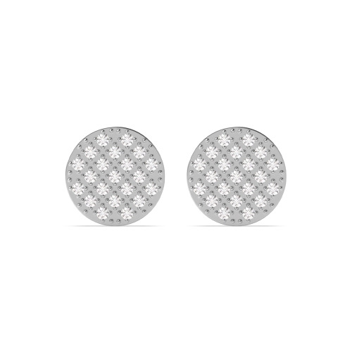 Pave Setting Round Carnation circle shaped Naturally Mined Diamond Earrings