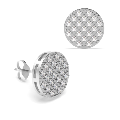 Pave Setting Round Carnation circle shaped Diamond Earrings
