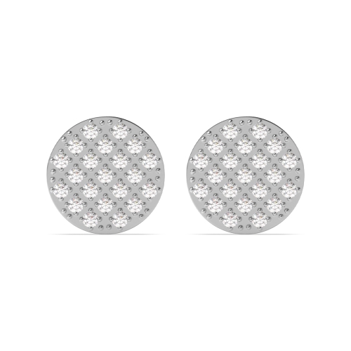 Pave Setting Round Carnation circle shaped Diamond Earrings