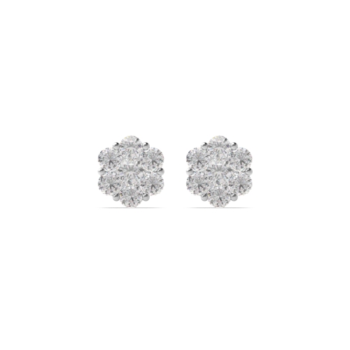 6 Prong Round Flower shaped 6.50mm Naturally Mined Diamond Earrings