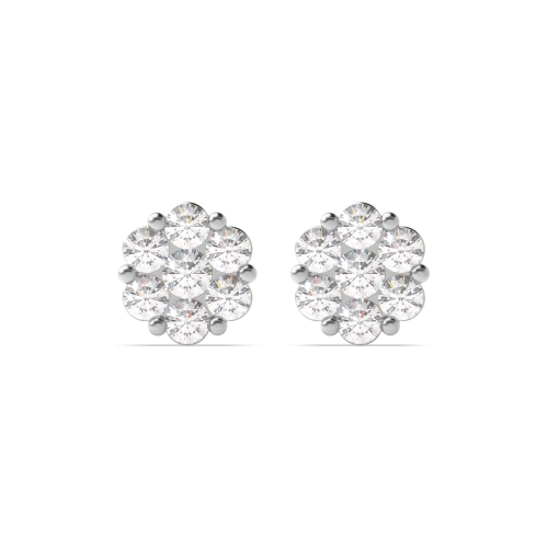 6 Prong Round Flower shaped 6.50mm Stud Diamond Earrings