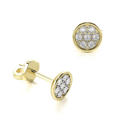 Pave Set Diamond Cluster Stud Earrings For Women (6.5Mm)