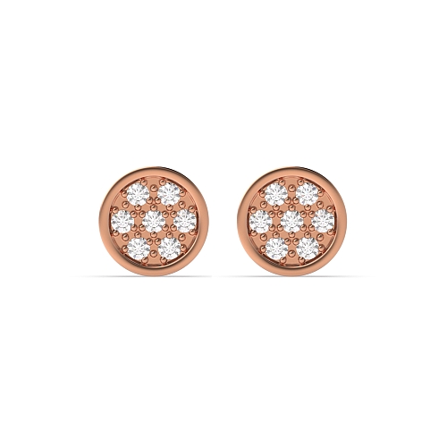 Pave Setting Round Rose Gold 6.50mm flower Diamond Earrings