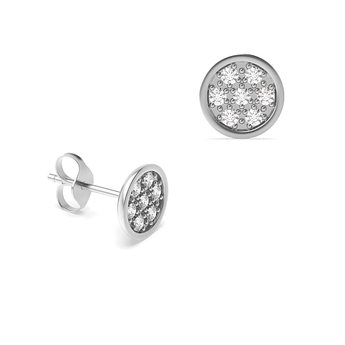 Pave Setting Round 6.50mm flower Stud Diamond Earrings