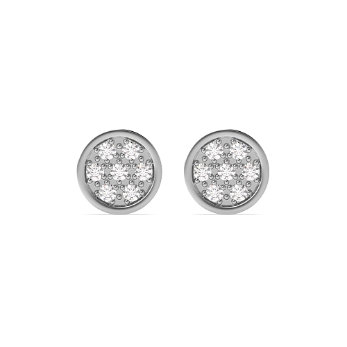 Pave Setting Round 6.50mm flower Stud Diamond Earrings