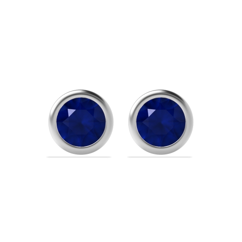 Bezel Setting Spark Blue Sapphire Stud Earrings