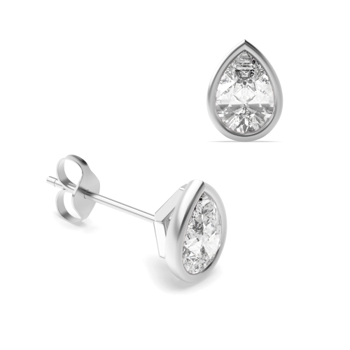 Bezel Setting Round Diamond Stud Earrings