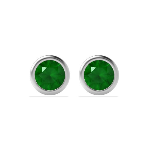 Bezel Setting Spark Emerald Stud Earrings