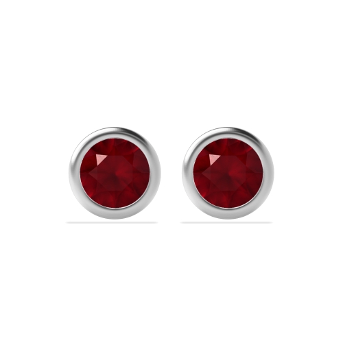 Bezel Setting Spark Ruby Stud Earrings