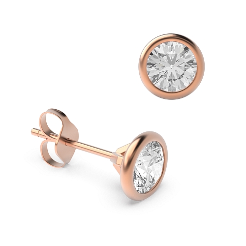 Bezel Setting Rose Gold Delicate Diamond Earrings