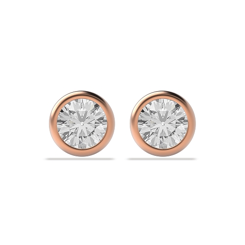Bezel Setting Rose Gold Delicate Diamond Earrings