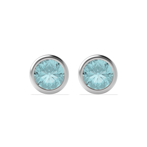 Bezel Setting Spark Aquamarine Stud Diamond Jewellery