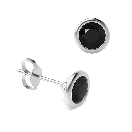Bezel Setting Delicate Black Diamond Earrings