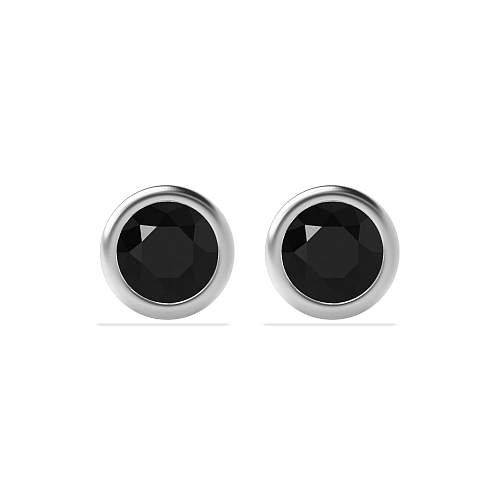 Bezel Setting Delicate Black Diamond Earrings