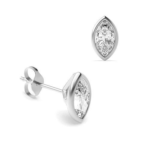 Bezel Setting Marquise delicate Stud Earrings