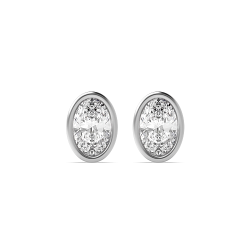 Bezel Setting Oval Delicate Diamond Earrings