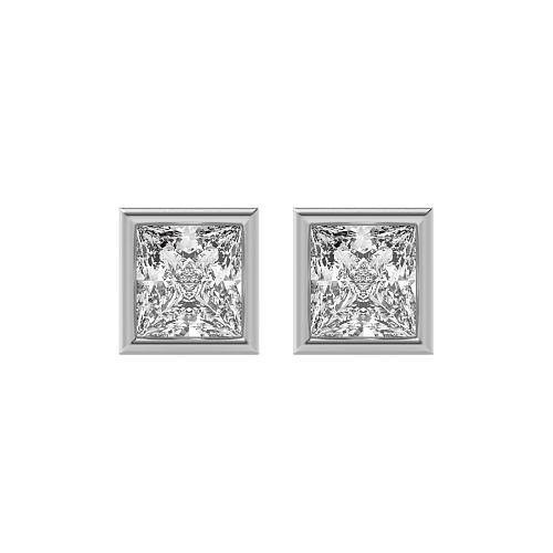 Bezel Setting Princess Delicate Diamond Earrings