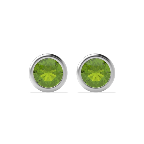 Bezel Setting Delicate Peridot Diamond Earrings