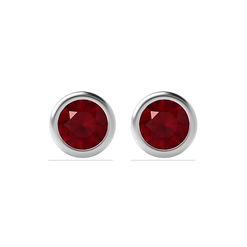 Bezel Setting Delicate Ruby Diamond Earrings