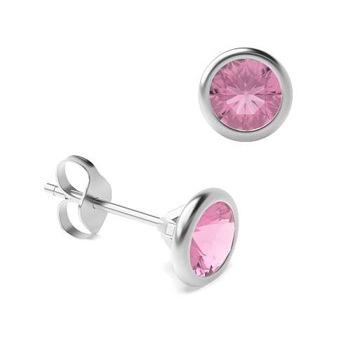 Bezel Setting Delicate Tourmaline Diamond Earrings