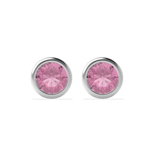 Bezel Setting Delicate Tourmaline Diamond Earrings