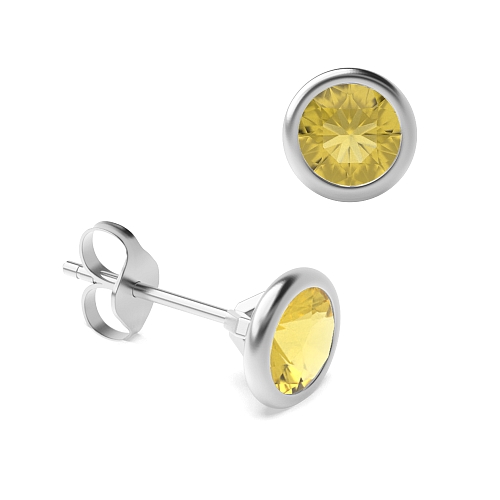 Bezel Setting Delicate Topaz Diamond Earrings
